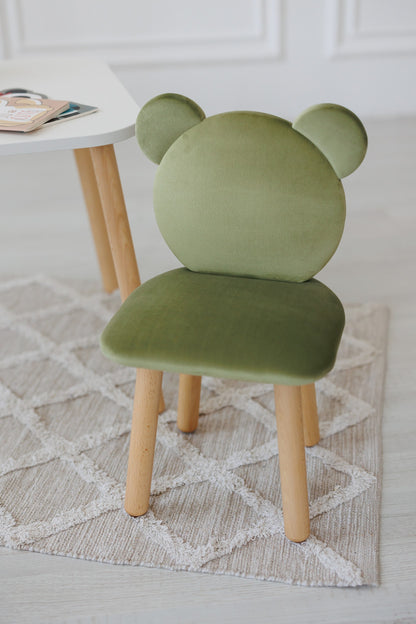 Furniture set: rectangular table without drawer and chair Bear, 5-7 years old, 115-125 cm, Olive