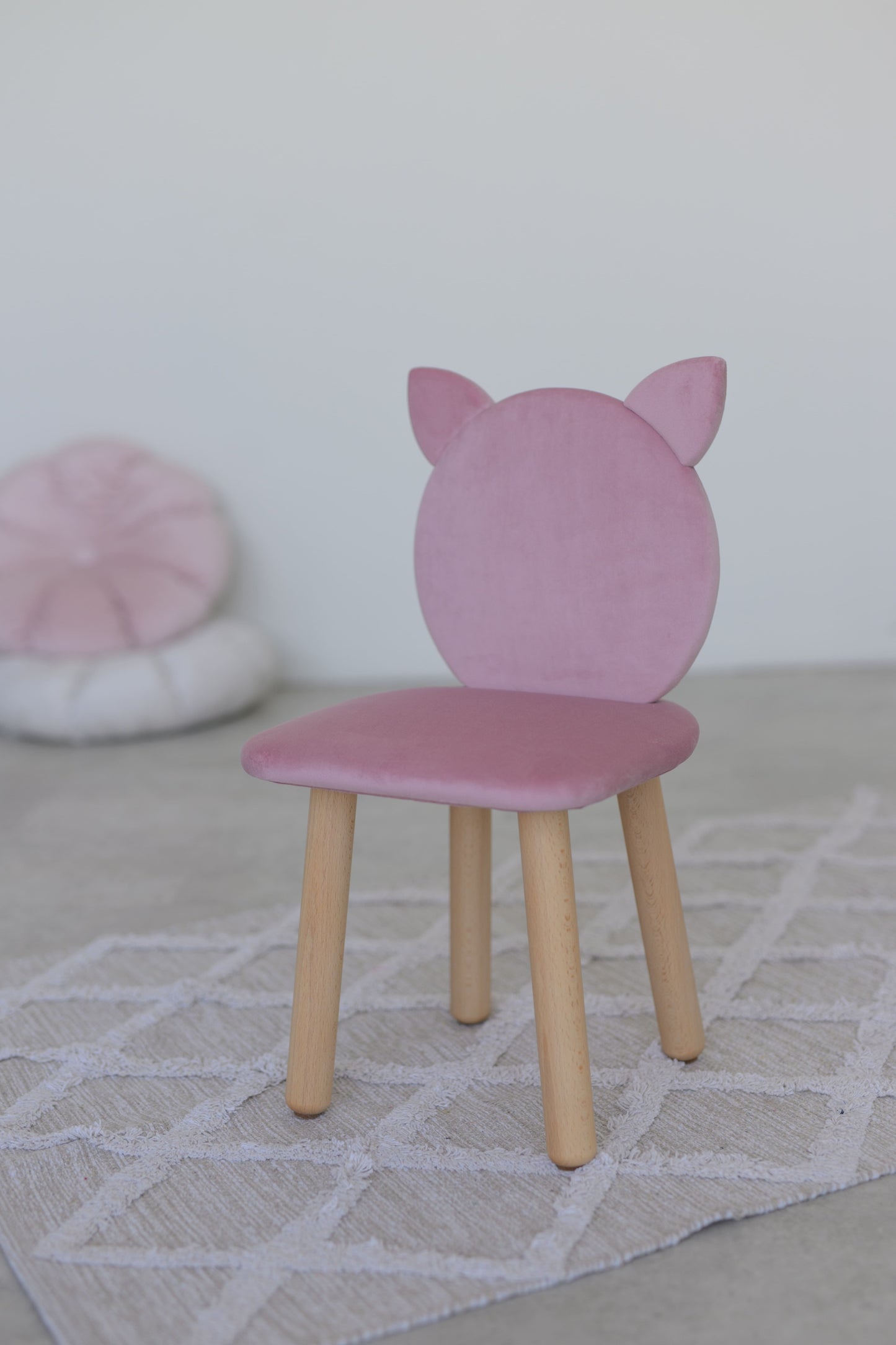 Furniture set: rectangular table with drawer and chair Cat, 2-4 years old, 90-105 cm, Soft pink