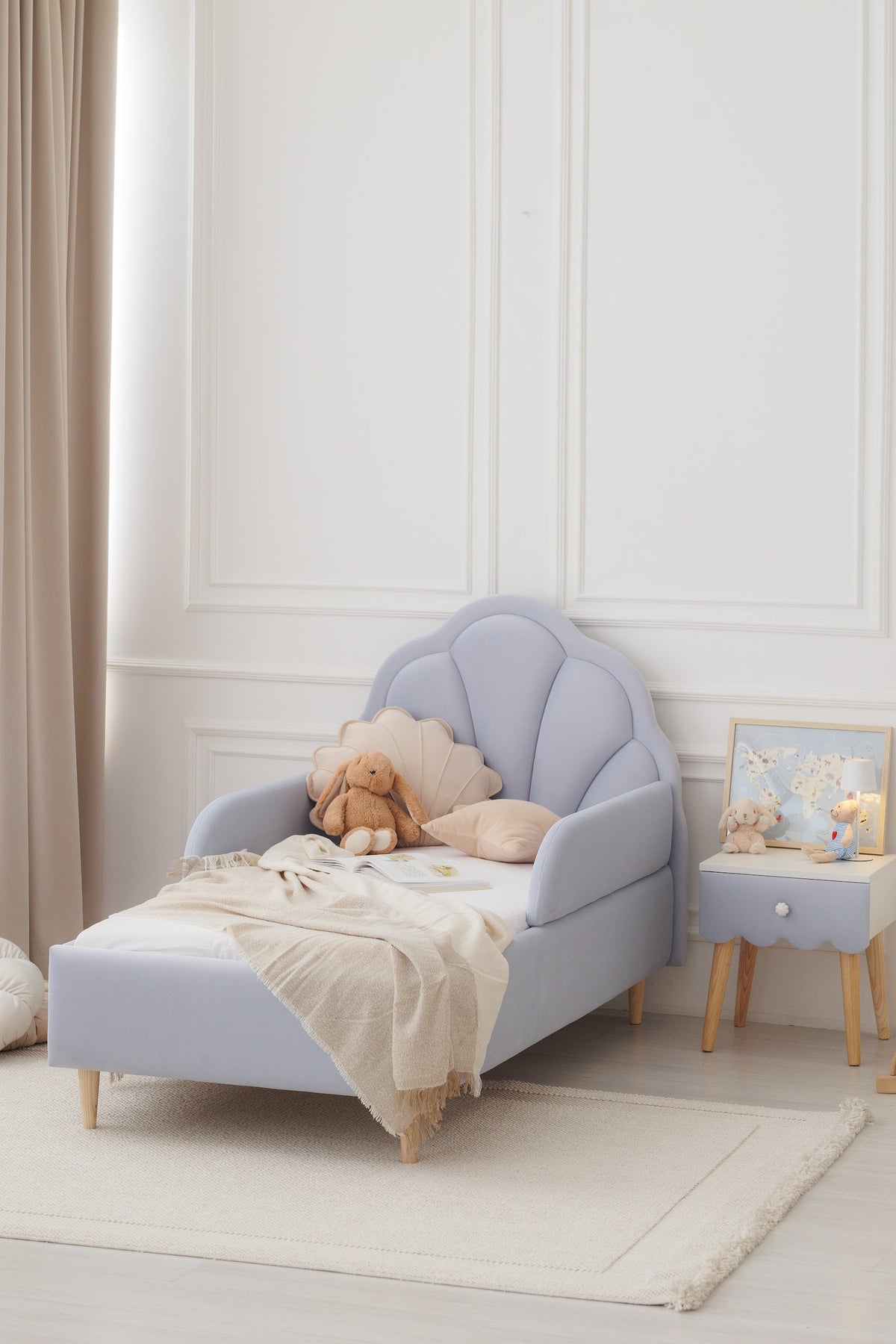 Children's bed Ariel, size 90x190 cm, Silver Blue