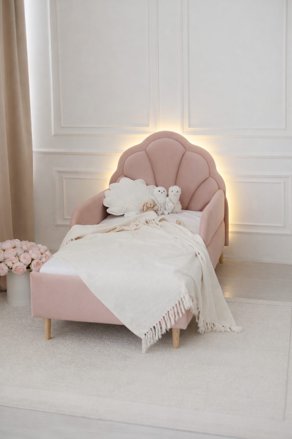 Children's bed Ariel with lighting, size 80x190 cm, Powdered