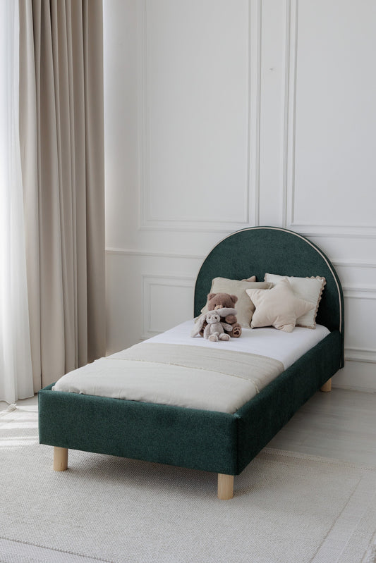 Children's bed Moon, size 80x200 cm, without protective side, Textured Emerald
