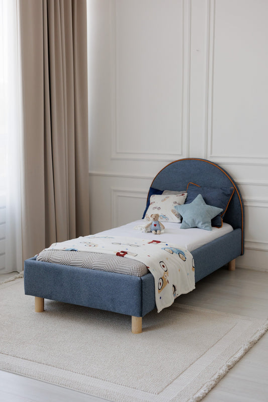 Children's bed Moon, size 80x200 cm, without protective side, Textured Denim