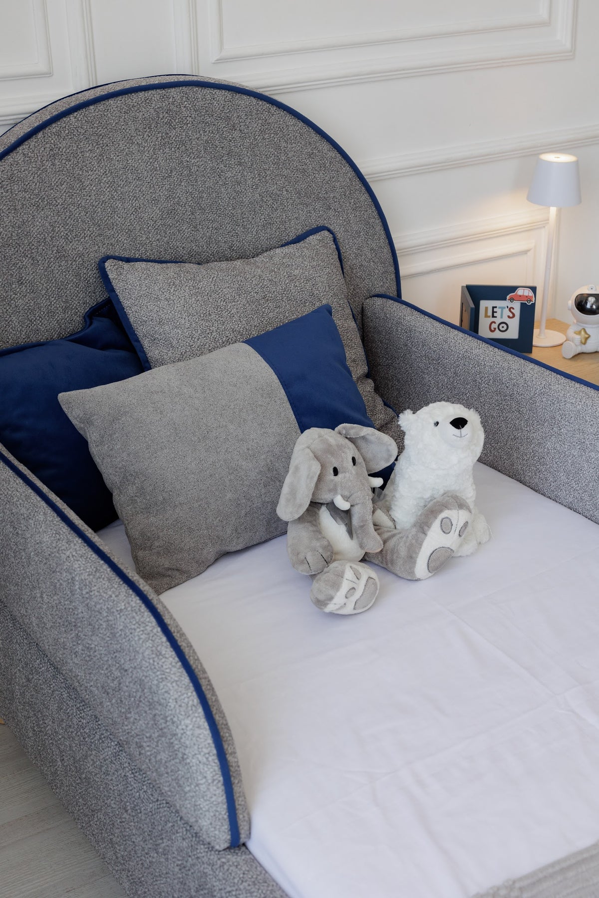 Children's bed Moon, size 90x190 cm, with protective side, Textured Grey — view 9