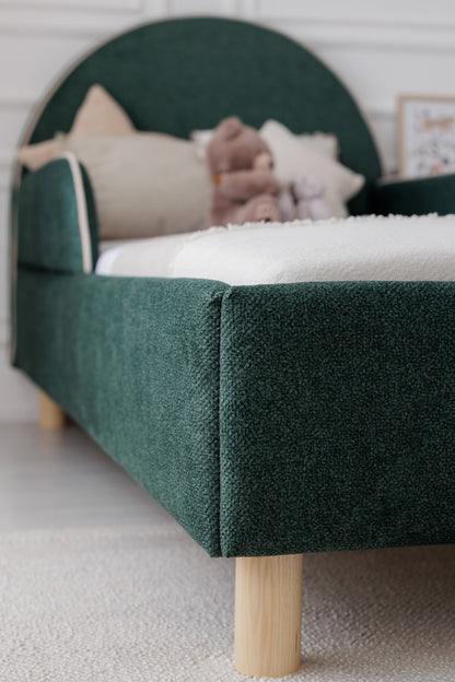 Kinderbed Maan, afmetingen 80x200 cm, met uitvalbescherming, Smaragd met structuur — aanzicht 7