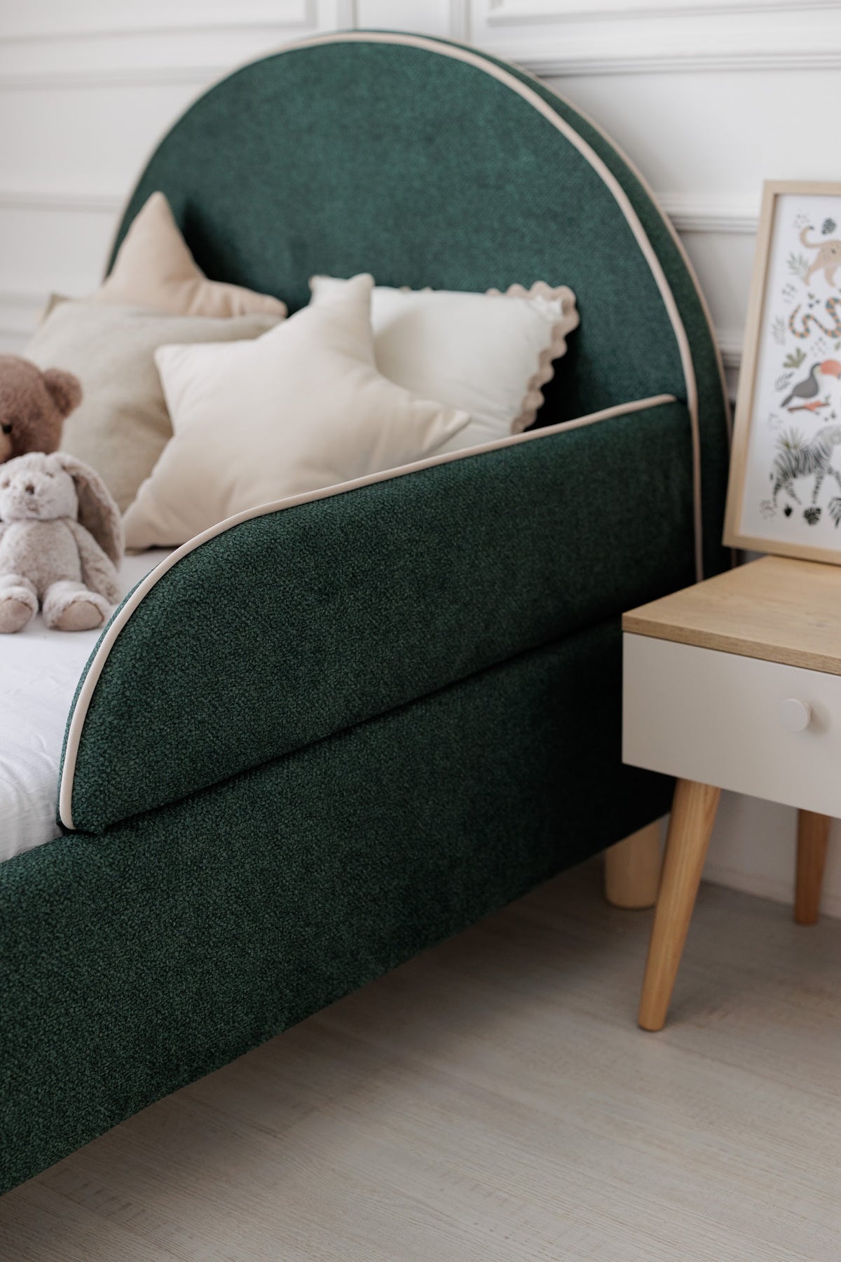 Kinderbed Maan, afmetingen 90x190 cm, met uitvalbescherming, Smaragd met structuur — aanzicht 13