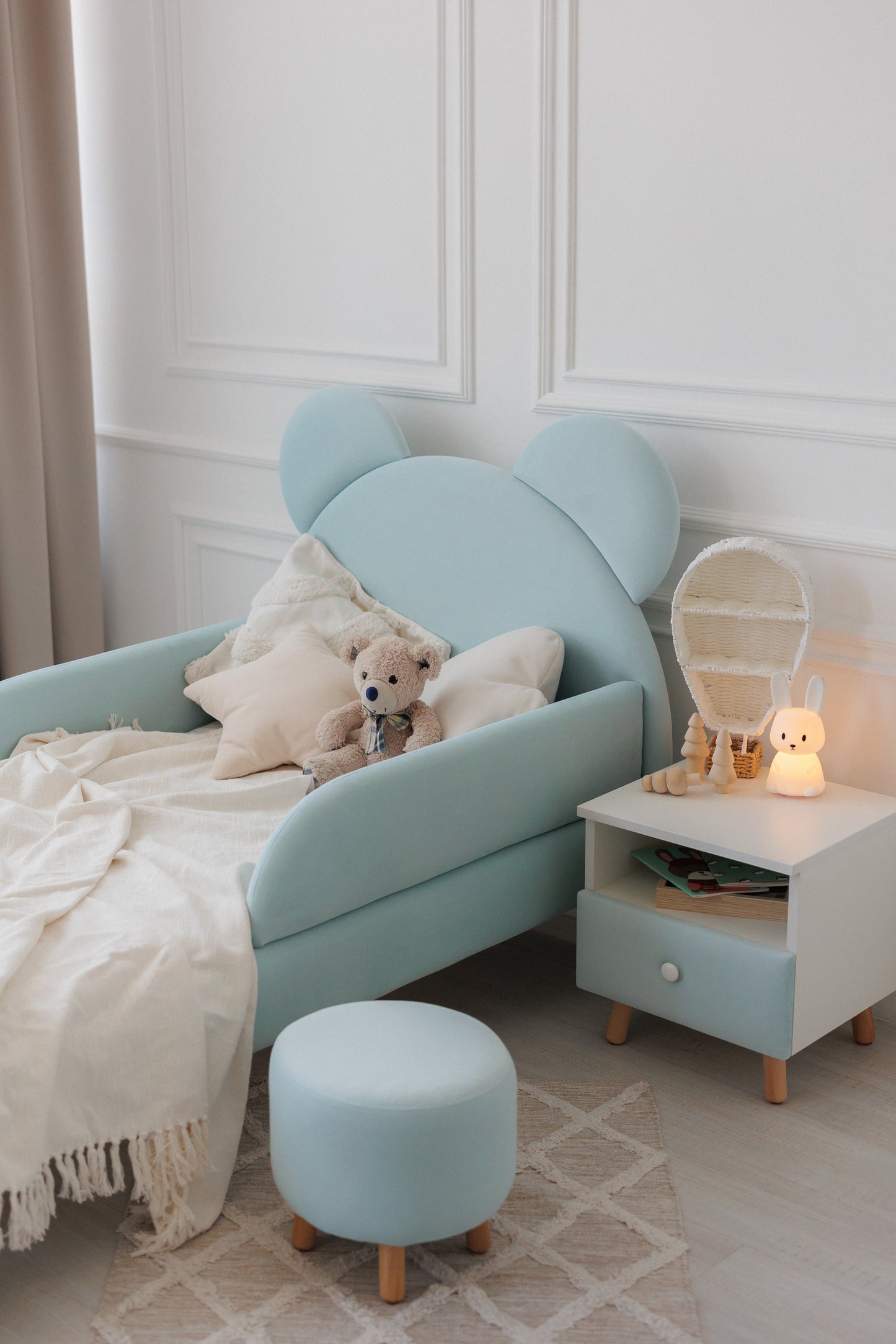 Children's bed Bear, size 80x200 cm, Aquamarine