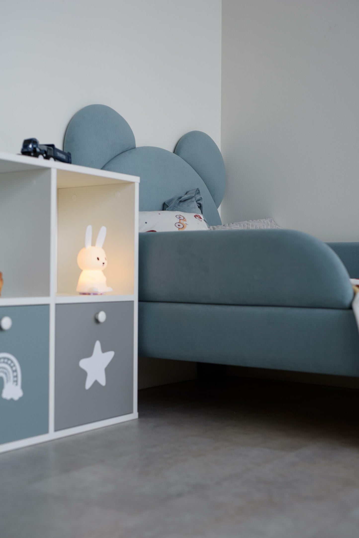 Children's bed Bear, size 80x160 cm, Blue-green