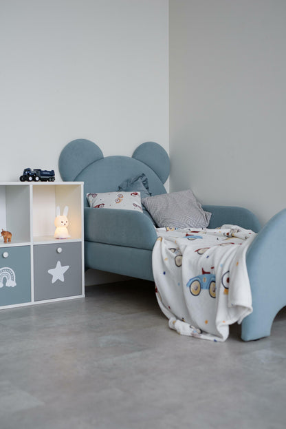 Children's bed Bear, size 80x200 cm, Blue-green