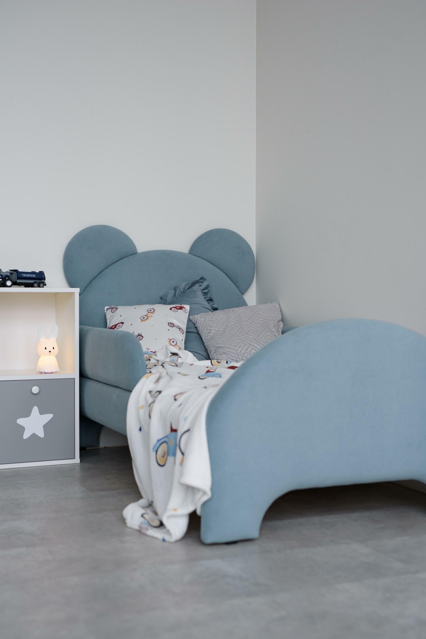 Children's bed Bear, size 90x190 cm, Blue-green