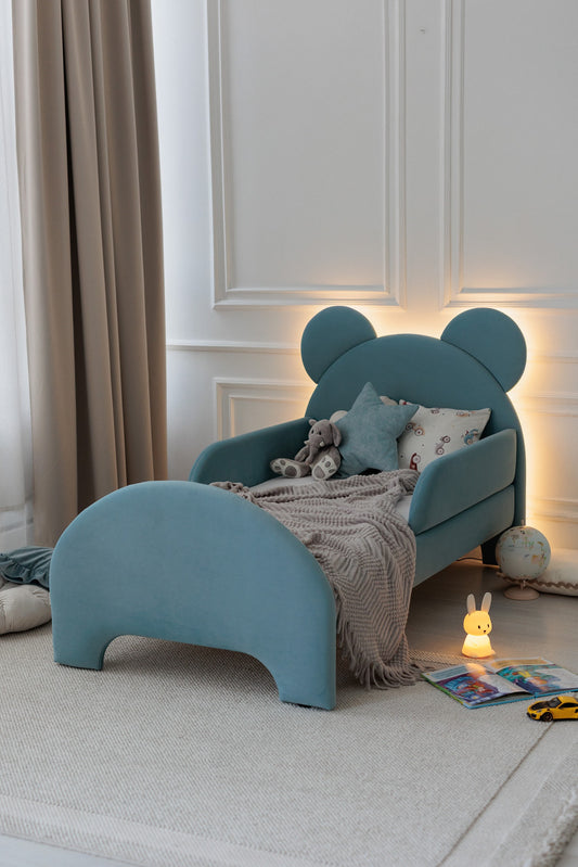 Kinderbed Beertje met verlichting, afmetingen 90x190 cm, Aqua