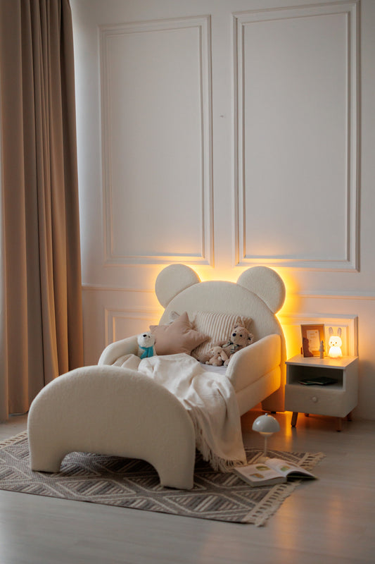 Children's bed Bear with lighting, size 90x200 cm, Bukle Milk