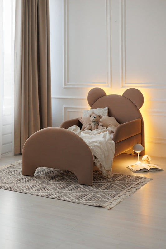 Children's bed Bear with lighting, size 80x190 cm, Cocoa