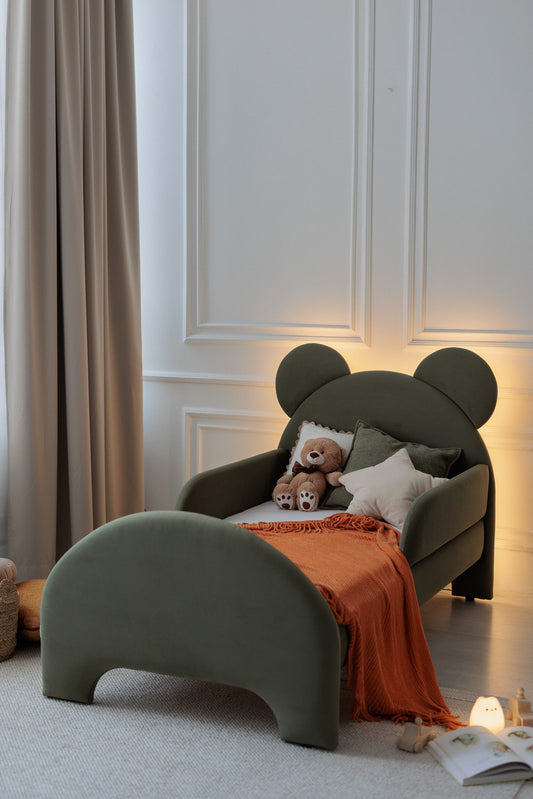 Children's bed Bear with lighting, size 80x190 cm, Olive