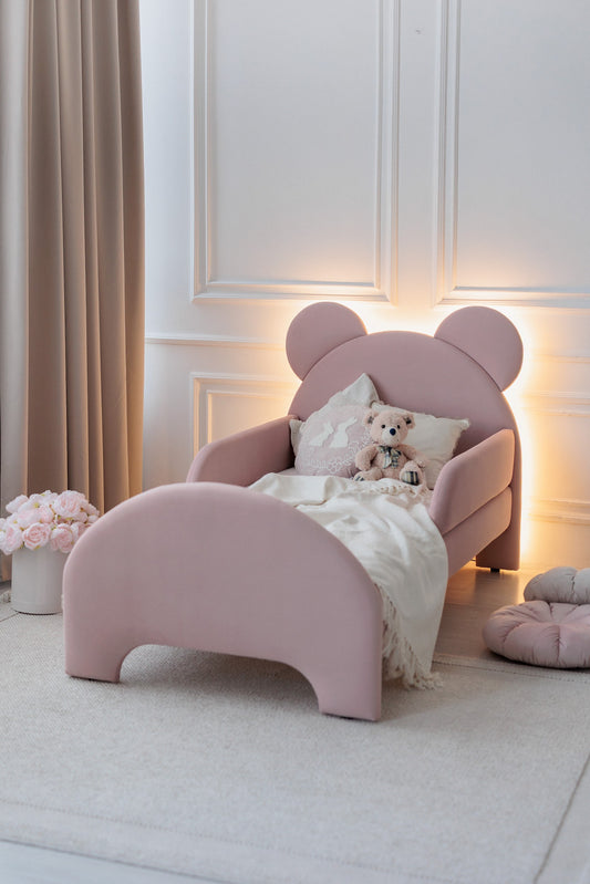 Kinderbed Beertje met verlichting, afmetingen 90x190 cm, Poederkleur