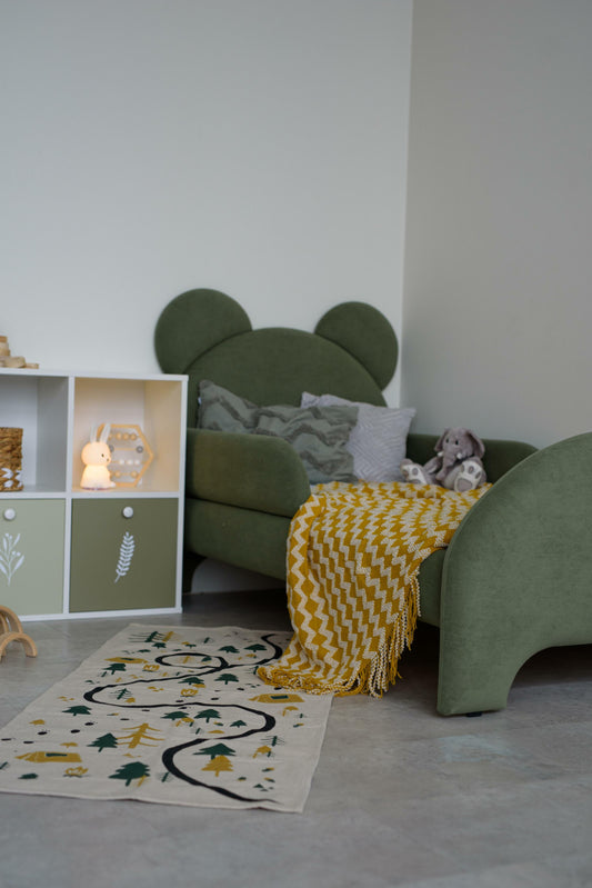 Children's bed Bear, size 90x200 cm, Forest green