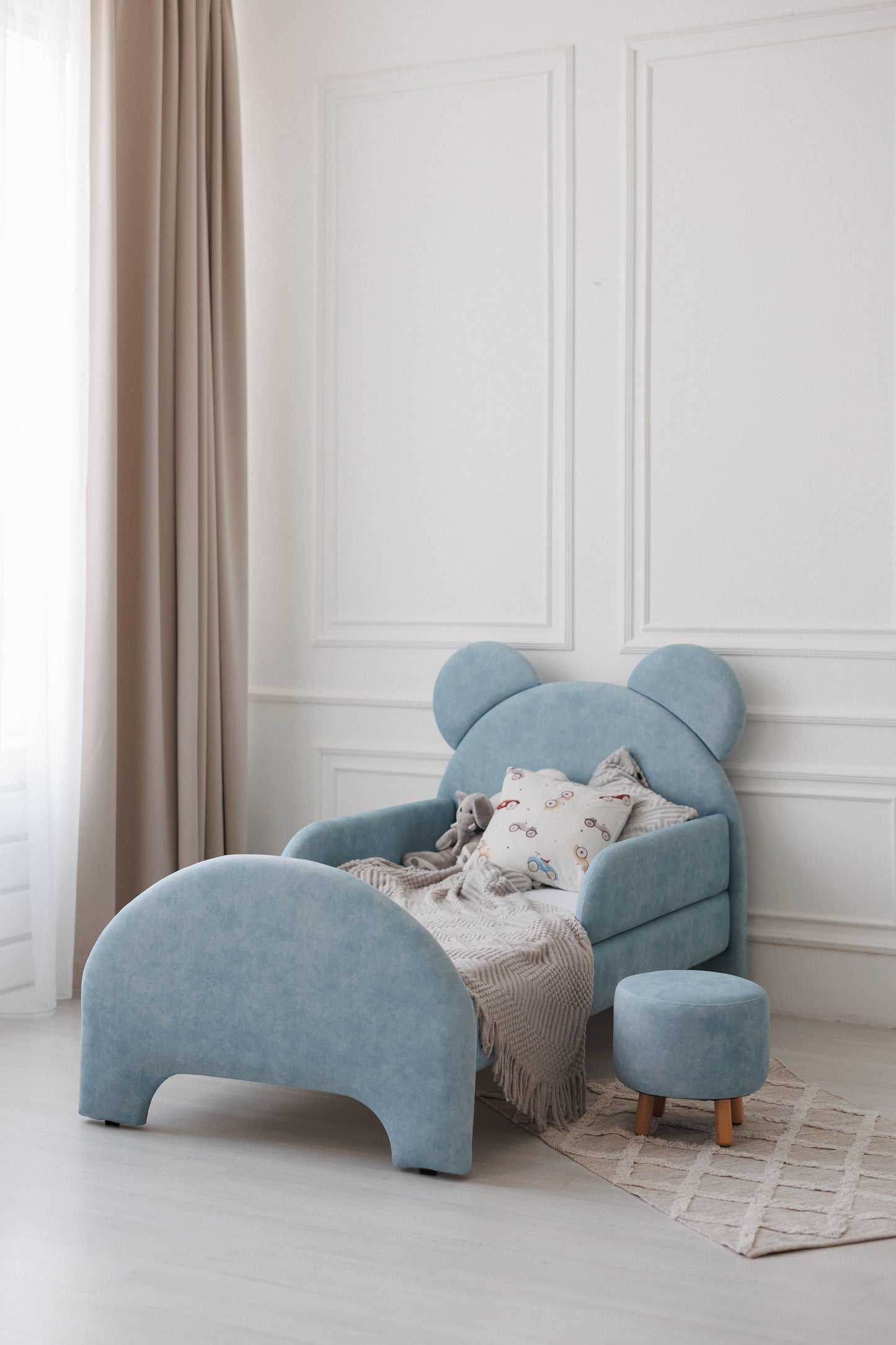 Children's bed Bear, size 80x200 cm, Sky Blue