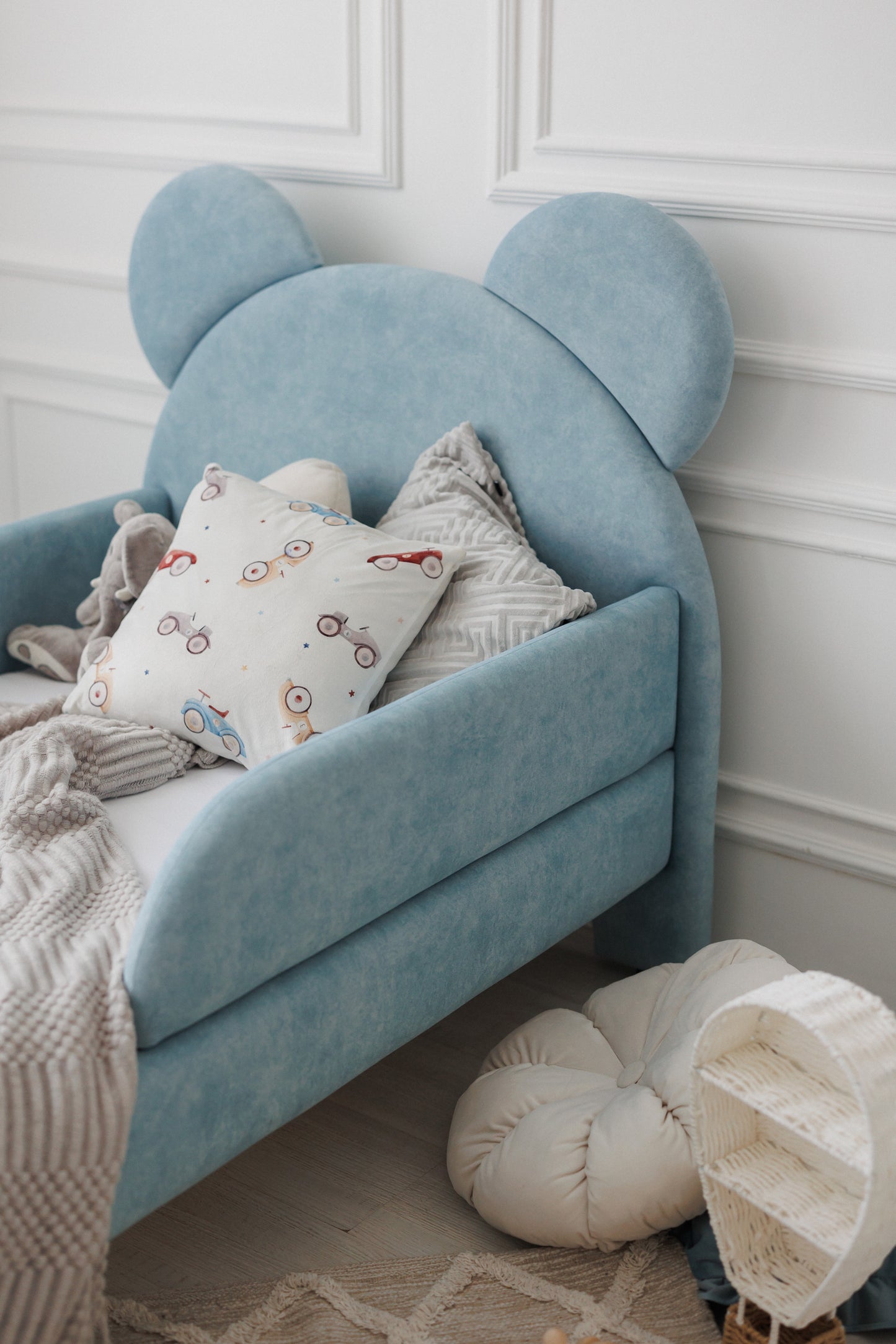 Children's bed Bear, size 80x200 cm, Sky Blue