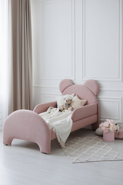Children's bed Bear, size 80x190 cm, Soft Pink