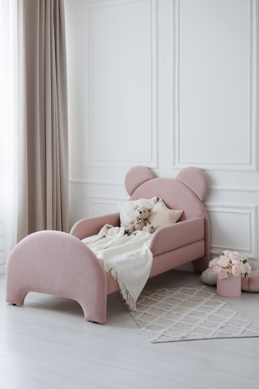 Children's bed Bear, size 80x200 cm, Soft Pink