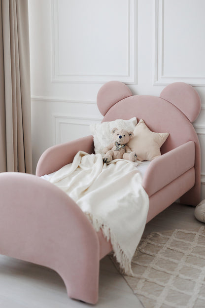 Children's bed Bear, size 80x200 cm, Soft Pink