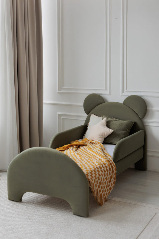 Children's bed Bear, size 90x190 cm, Olive
