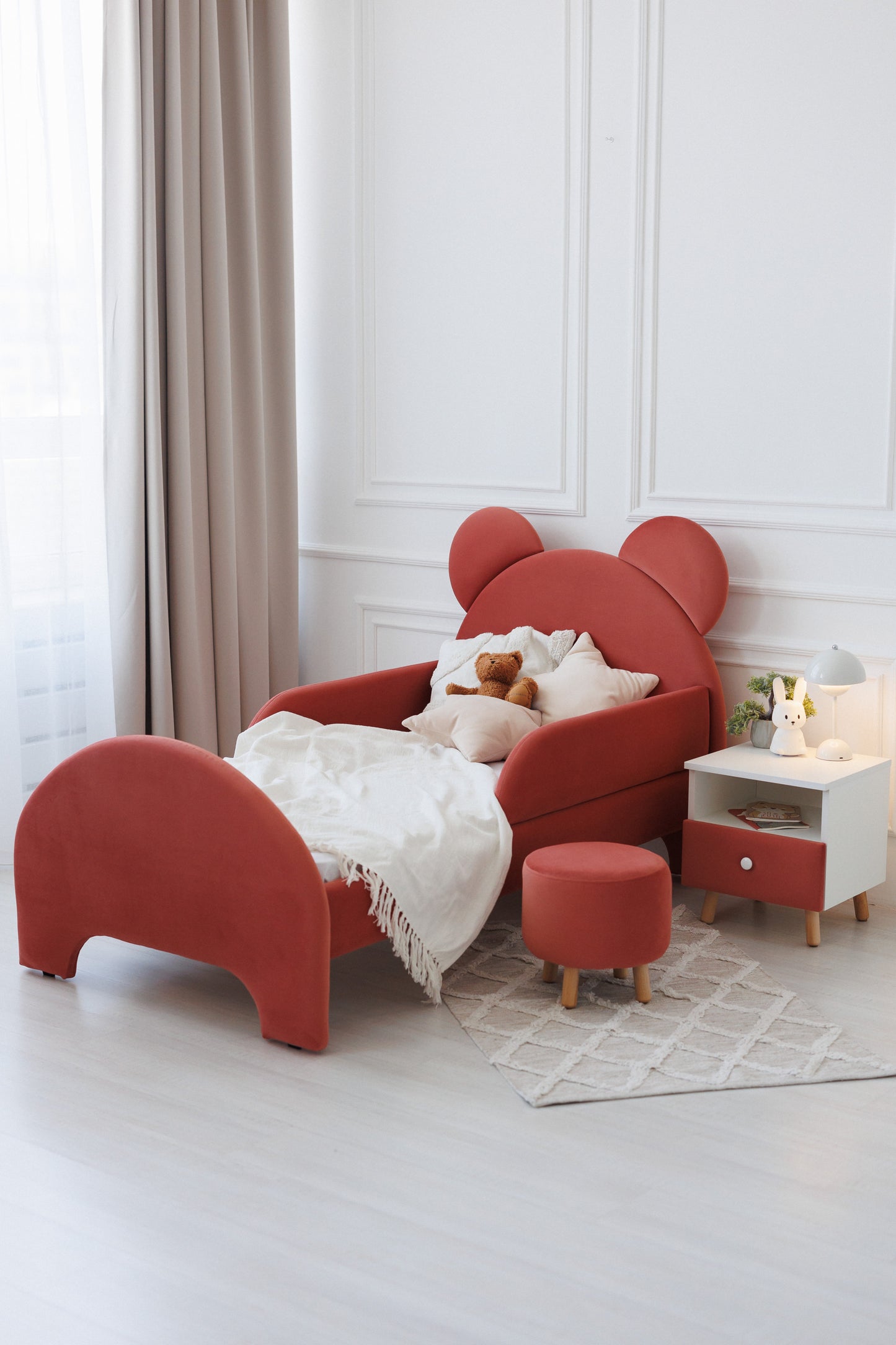 Children's bed Bear, size 80x190 cm, Terracotta