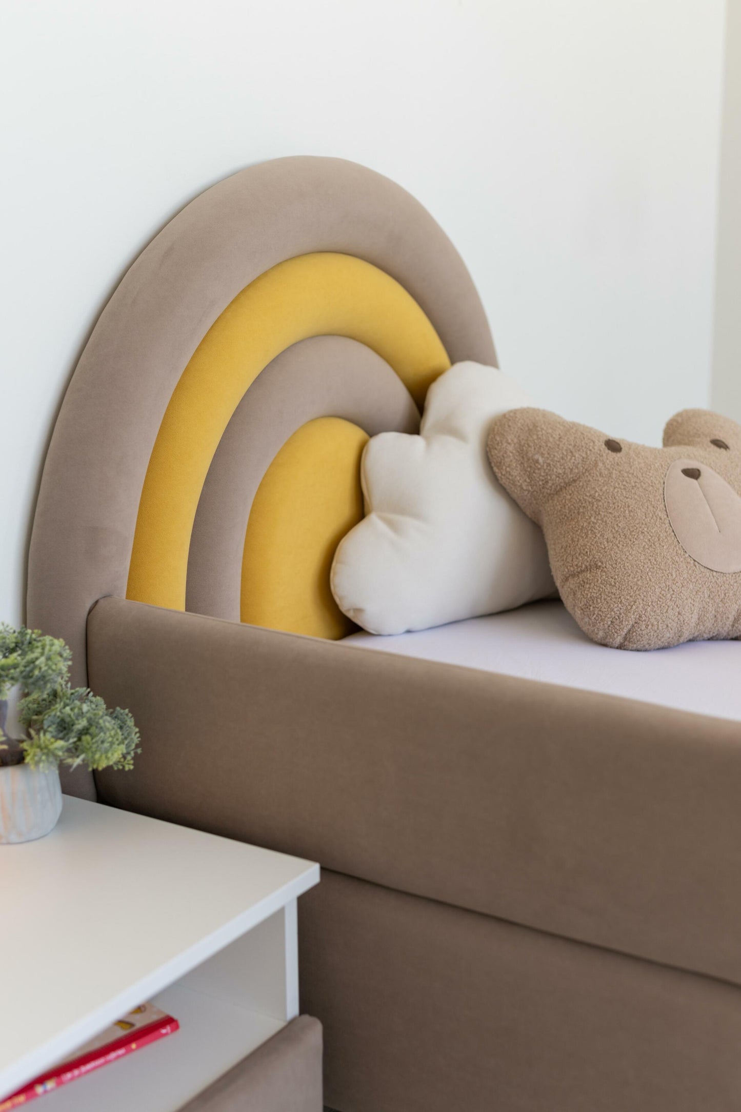Children's bed Rainbow, size 90x200 cm, Cappuccino; Mustard