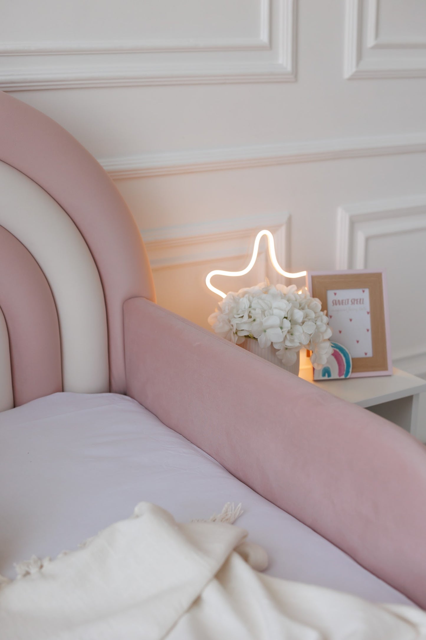 Children's bed Rainbow, size 80x200 cm, Peach and Milk