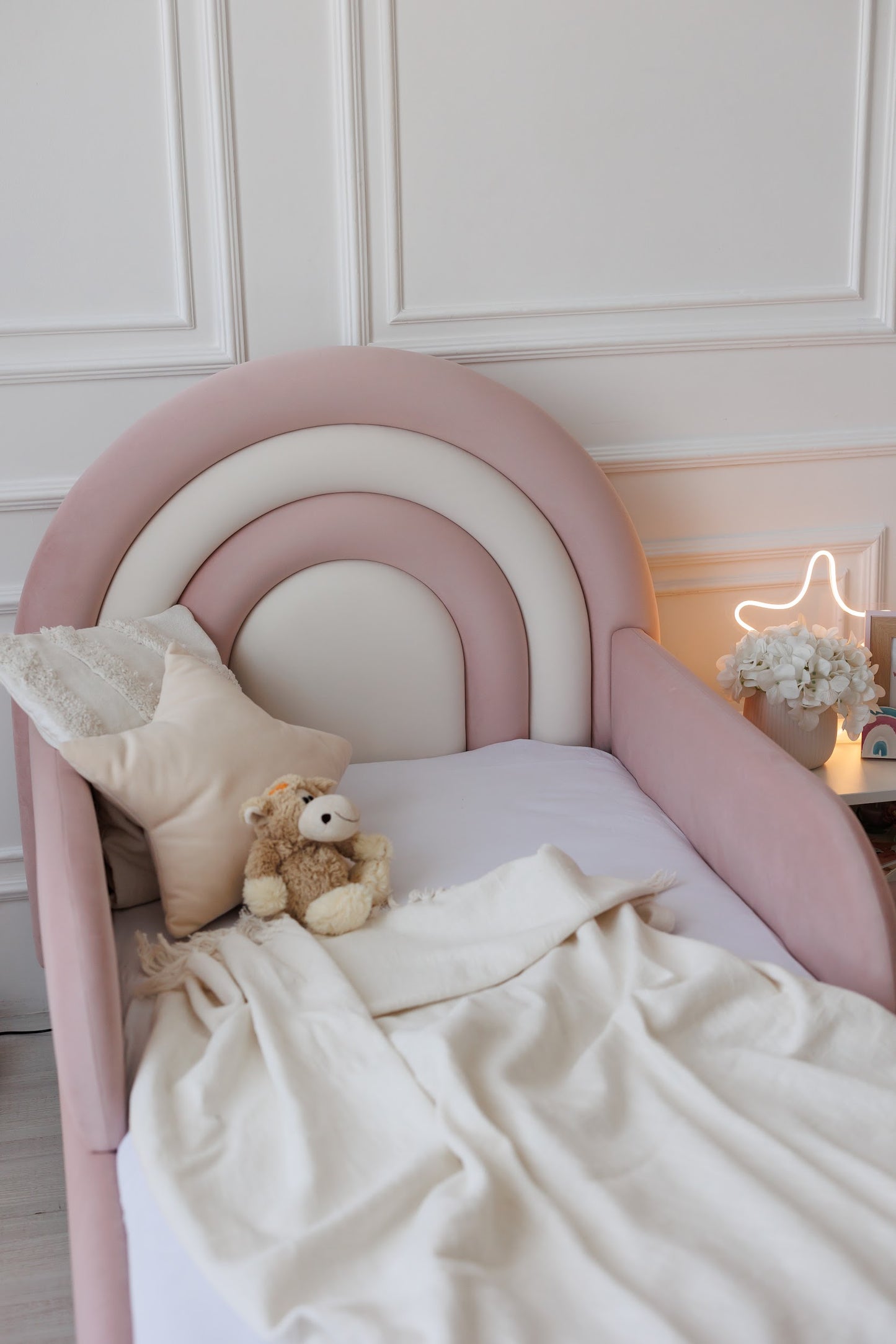 Children's bed Rainbow, size 80x200 cm, Peach and Milk