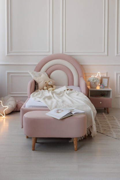 Children's bed Rainbow, size 90x190 cm, Peach and Milk
