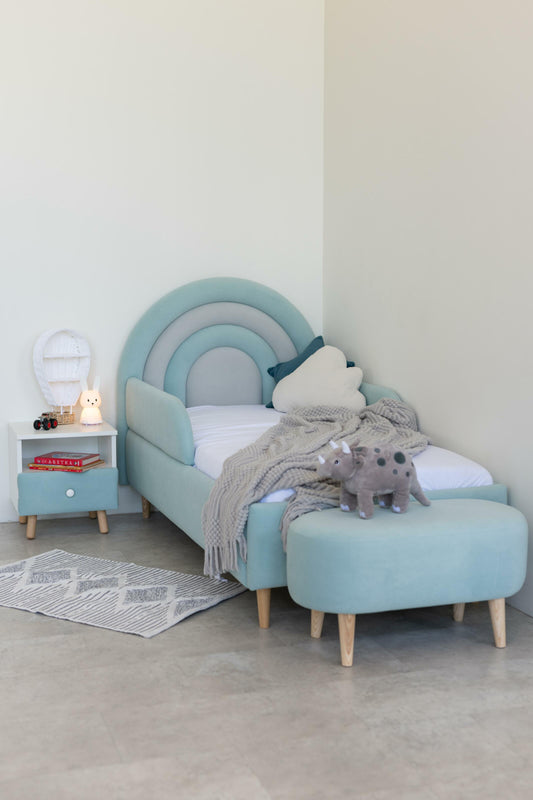 Children's bed Rainbow, size 90x190 cm, Bright blue; Gray