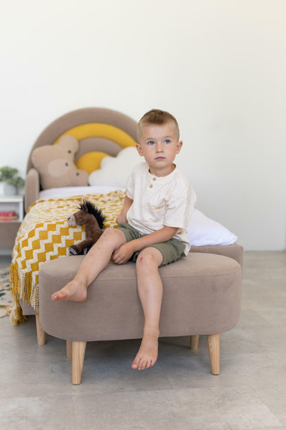 Children's bed Rainbow, size 80x190 cm, Cappuccino; Mustard