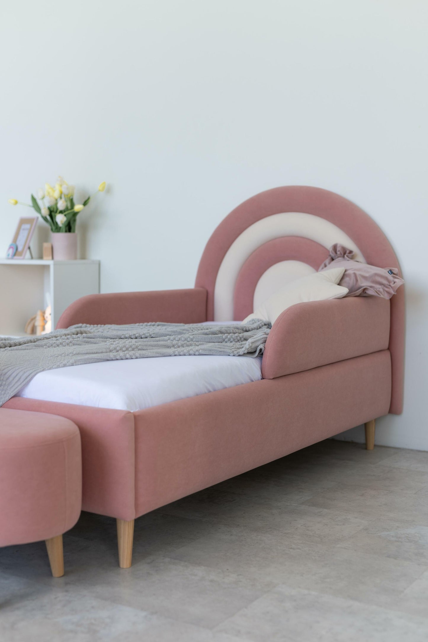 Children's bed Rainbow, size 80x190 cm, Pink; Milk