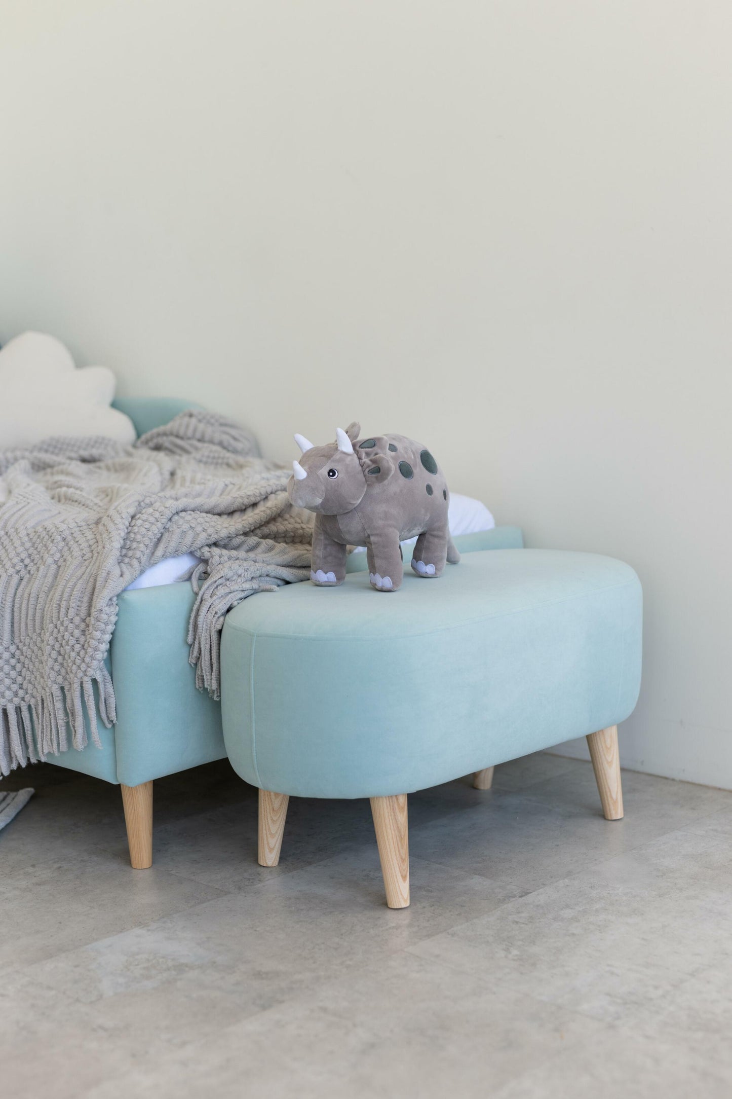 Children's bed Rainbow, size 80x160 cm, Bright blue; Gray