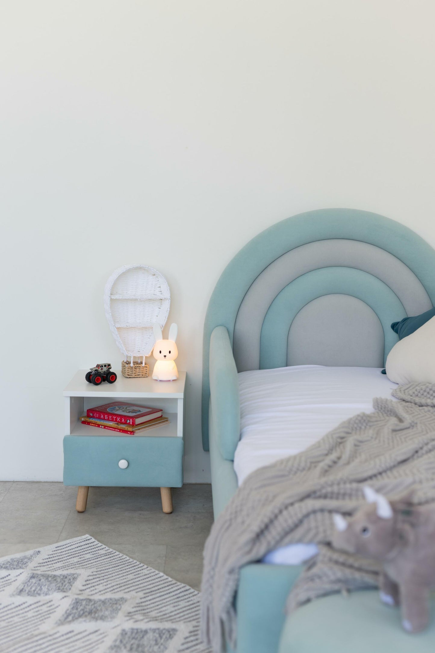 Children's bed Rainbow, size 80x190 cm, Bright blue; Gray