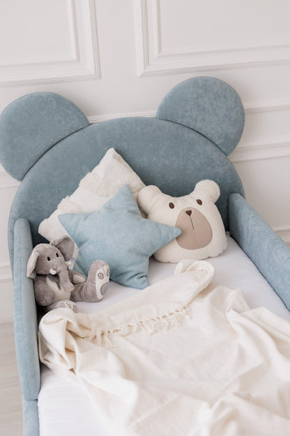 Kinderbed met matras Bear Sleep, afmetingen 80x190 cm, Lichtblauw — aanzicht 10