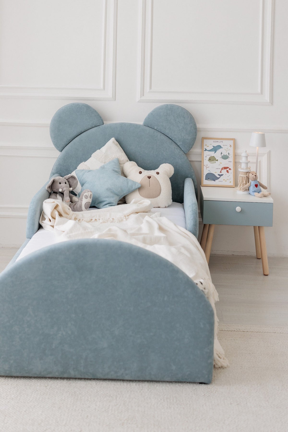 Kinderbed met matras Bear Sleep, afmetingen 80x190 cm, Lichtblauw — aanzicht 15