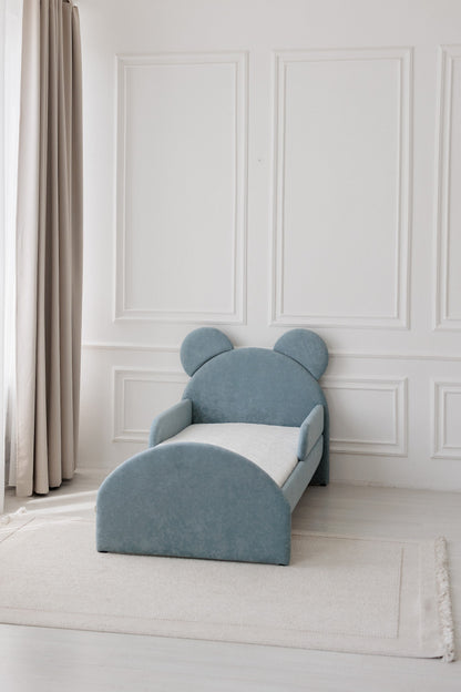 Kinderbed met matras Bear Sleep, afmetingen 80x190 cm, Lichtblauw — aanzicht 7