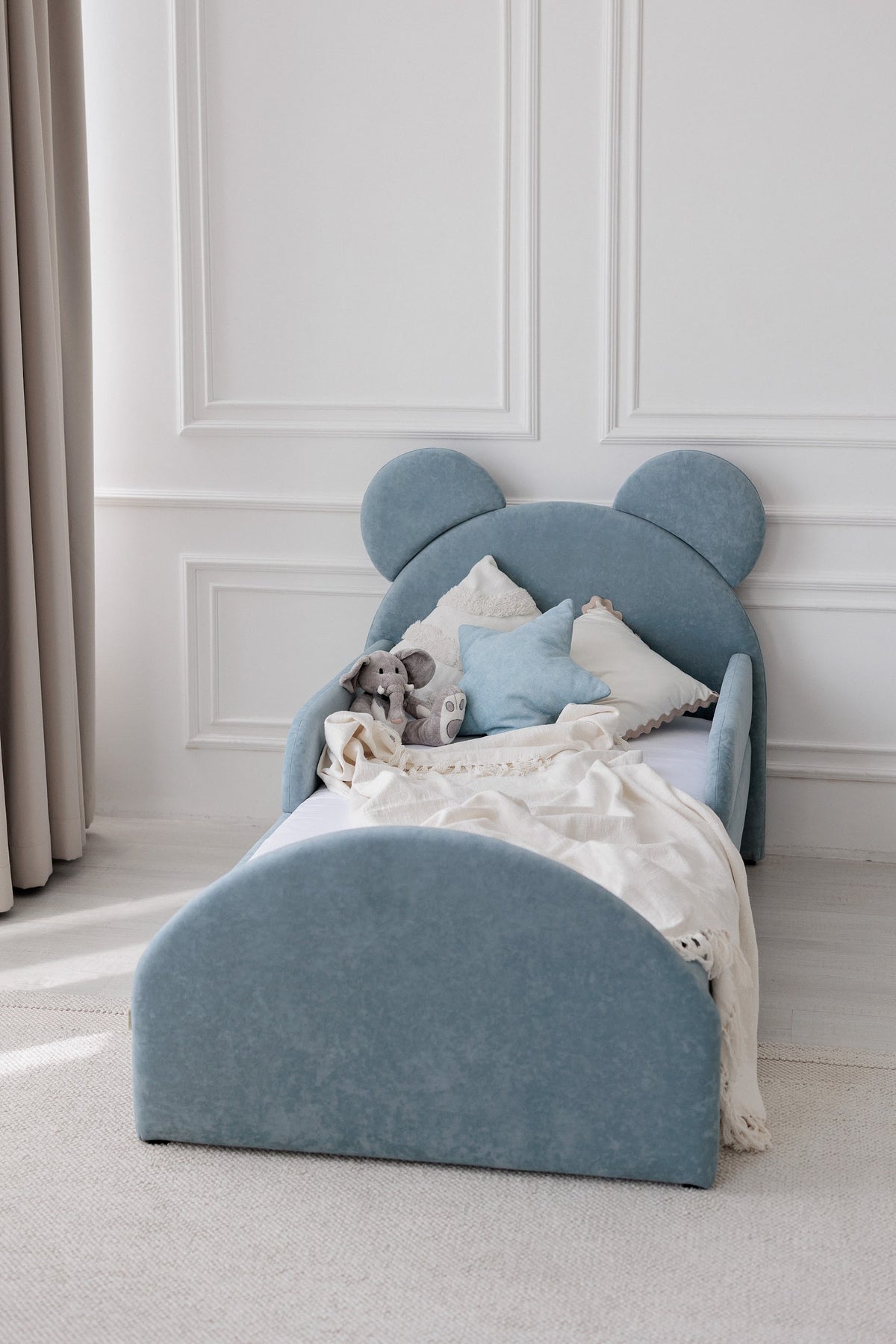 Kinderbed met matras Bear Sleep, afmetingen 80x190 cm, Lichtblauw — aanzicht 8