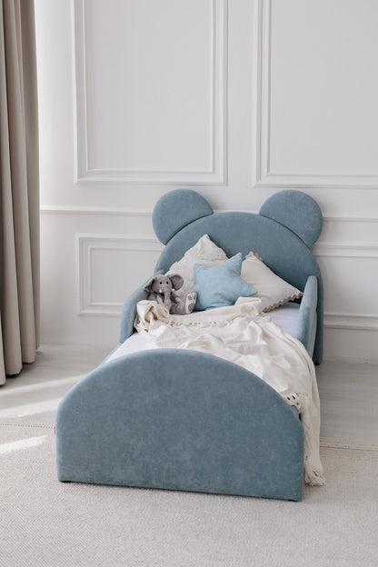 Kinderbed met matras Bear Sleep, afmetingen 80x190 cm, Lichtblauw — aanzicht 8
