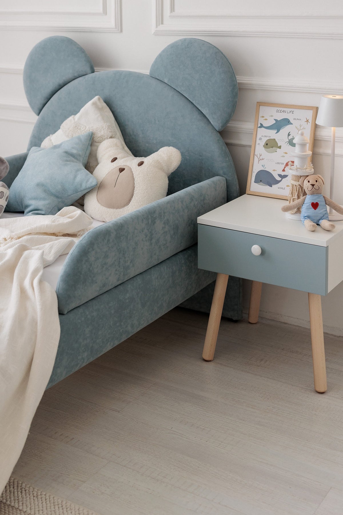 Kinderbed met matras Bear Sleep, afmetingen 80x190 cm, Lichtblauw — aanzicht 13