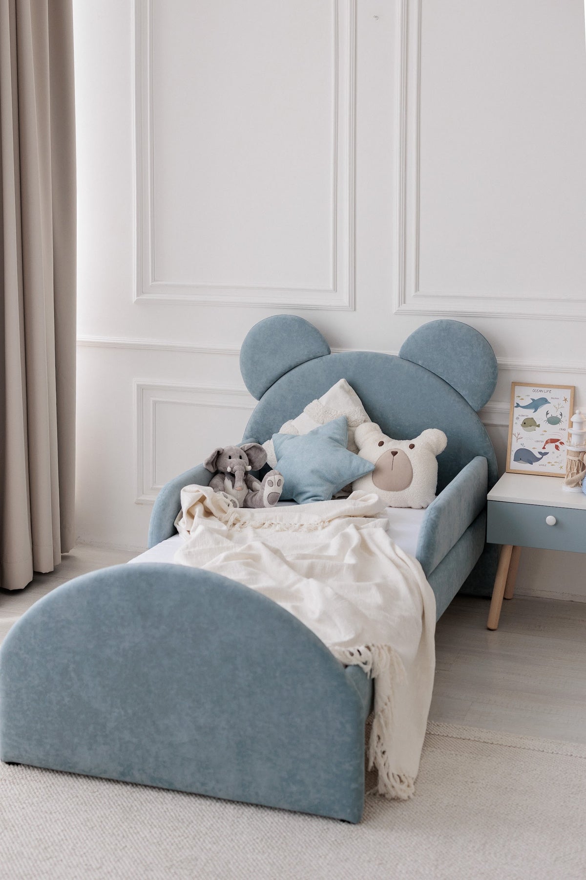 Kinderbed met matras Bear Sleep, afmetingen 80x190 cm, Lichtblauw — aanzicht 11