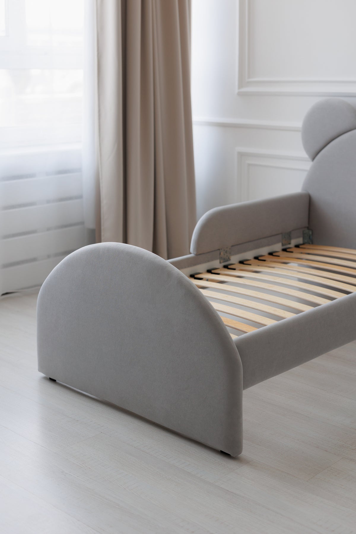 Children's bed with mattress Bear Sleep, size 80x190 cm, Peach and Milk — view 9