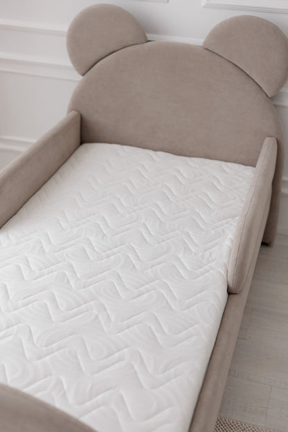 Kinderbed met matras Bear Sleep, afmetingen 80x190 cm, Taupe — aanzicht 3