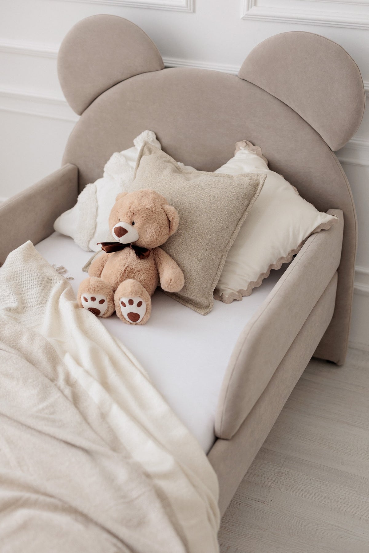Kinderbed met matras Bear Sleep, afmetingen 80x190 cm, Taupe — aanzicht 19