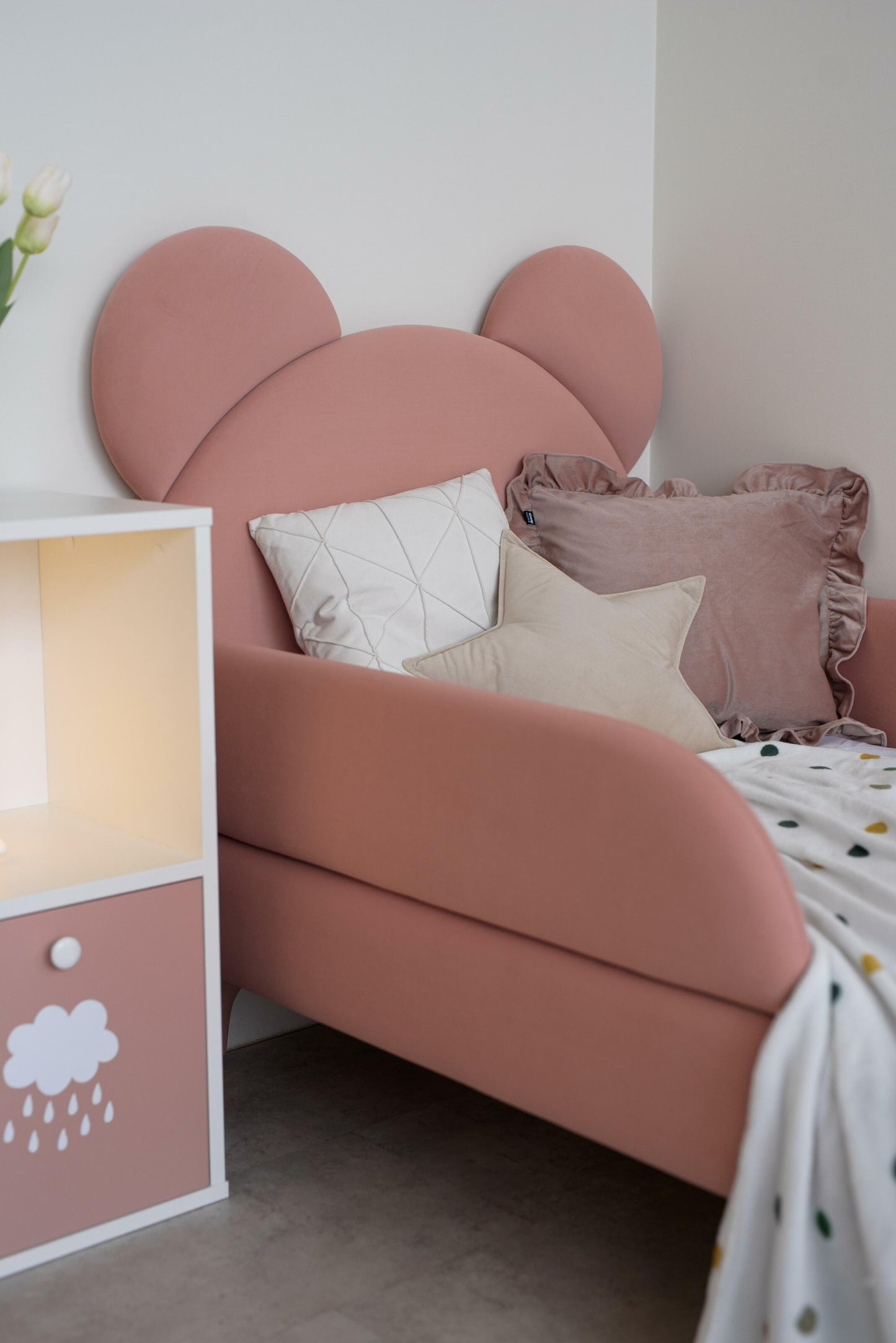 Children's bed Bear, size 80x190 cm, Pink