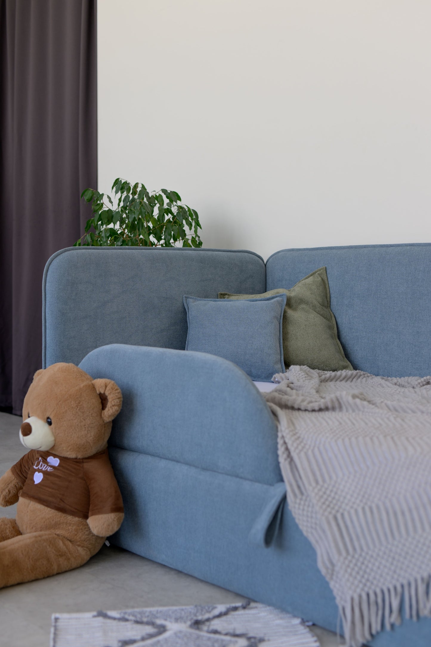 Children's bed Tim Slip + protective side, size 90x200 cm, Denim