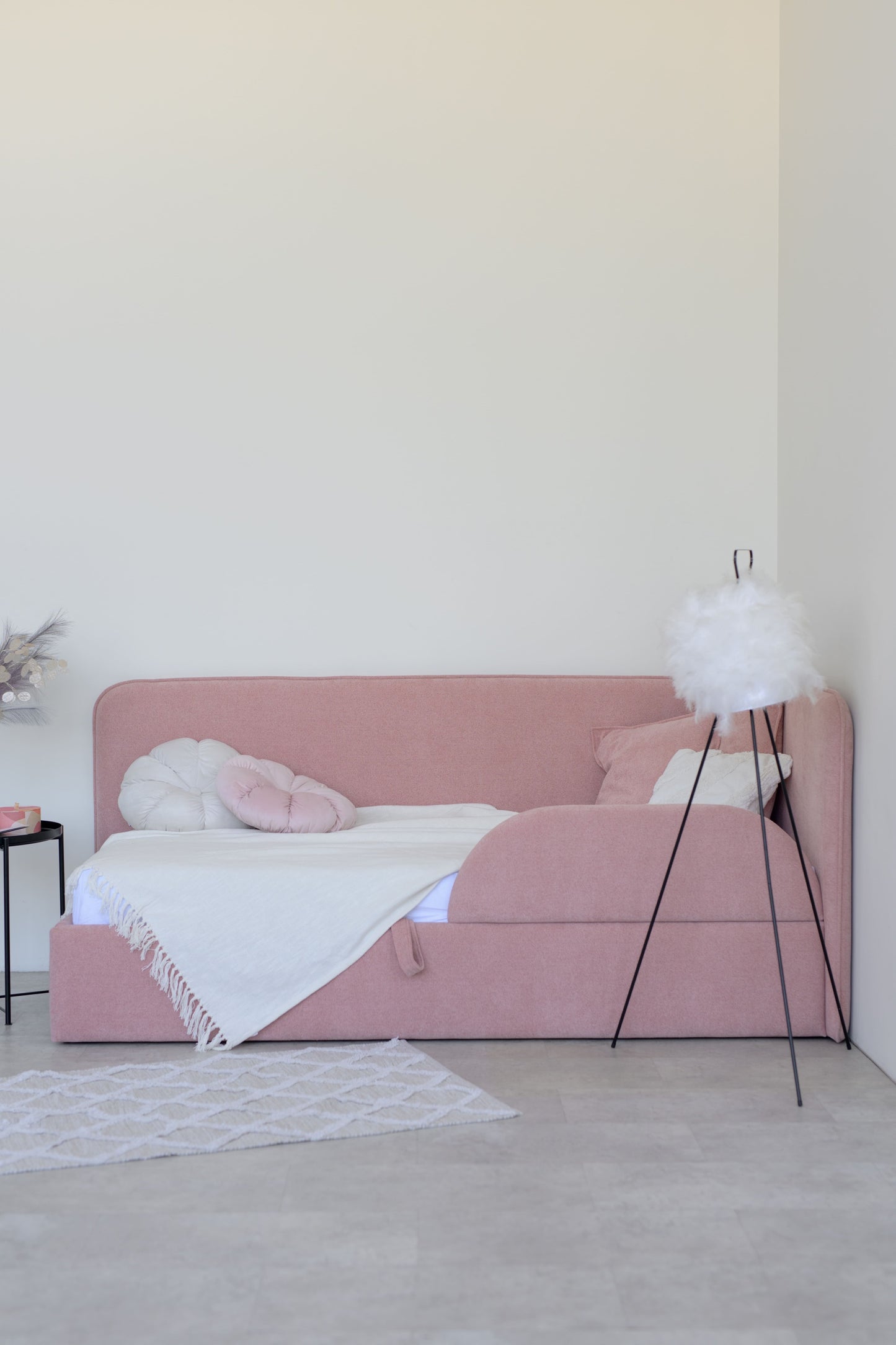 Children's bed Tim + protective side, size 90x200 cm, Pink