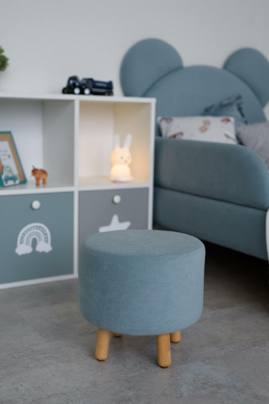 Velour pouf for children and adults, Blue-green