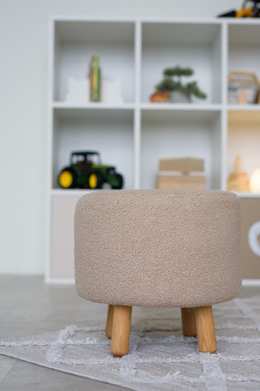 Velour pouf for children and adults, Bukle Beige